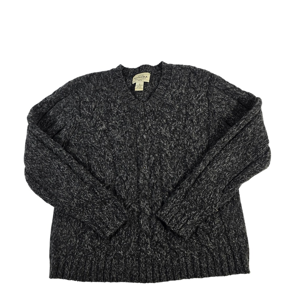 SONOMA Jean Company Petite Cable Knit Sweater Women's Size‎ M Dark Heather Grey